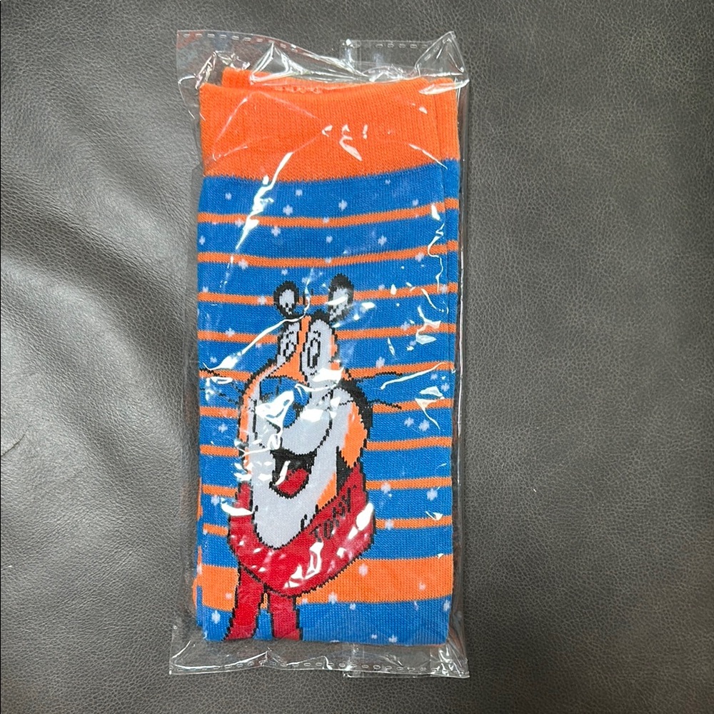 Orange and Blue Striped Socks with Tony the Tiger Character